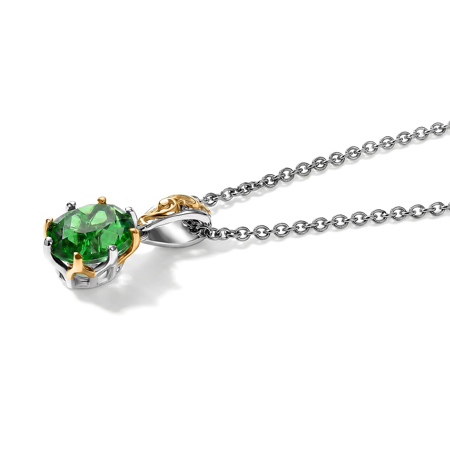 EverTrue Chartreuse Quartz (Triplet) 11.60 ctw Earrings, Ring (Size 6.0) and Pendant in 18K YG Plated and Platinum Bond with Stainless Steel Necklace 20 Inches