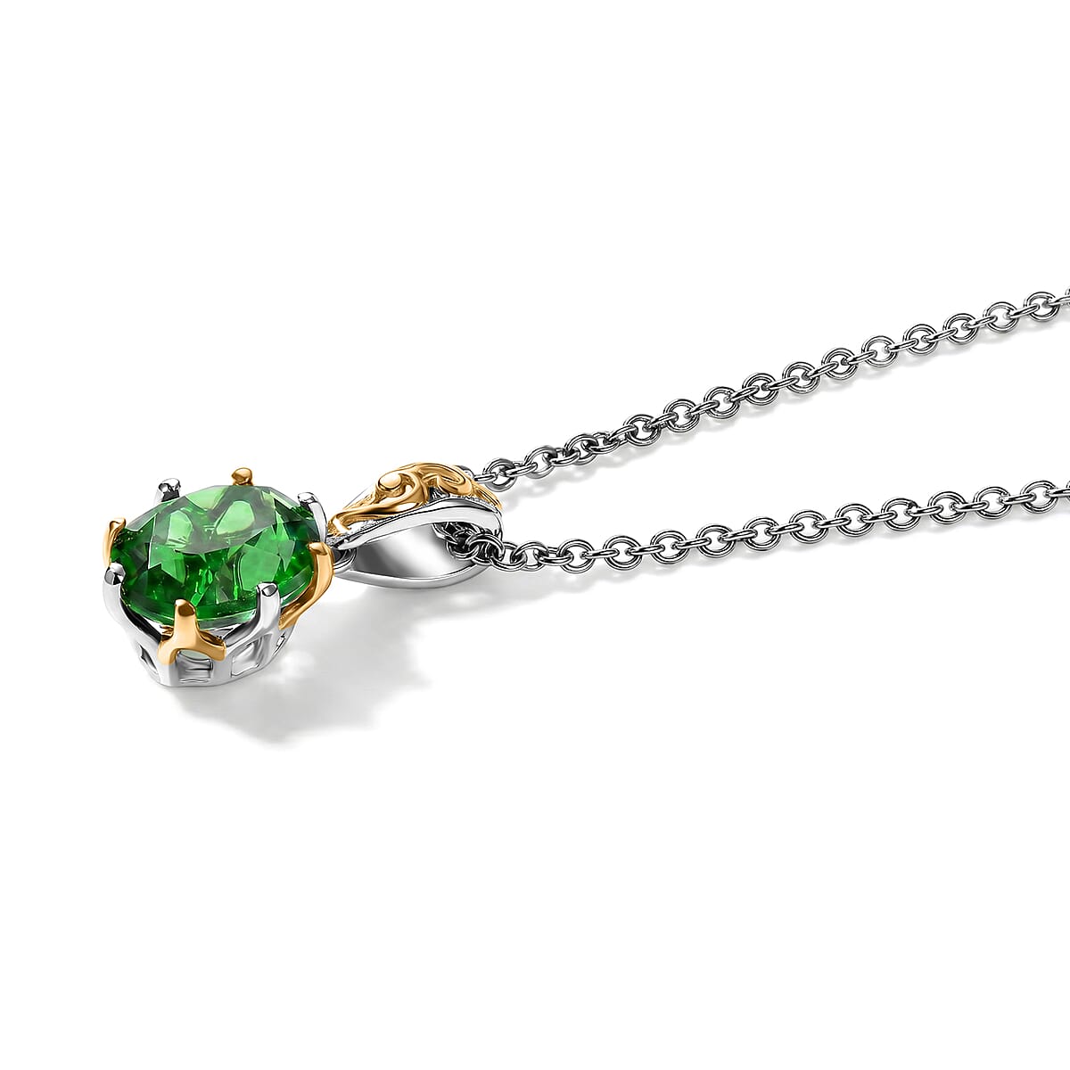 EverTrue Chartreuse Quartz (Triplet) 11.60 ctw Earrings, Ring (Size 6.0) and Pendant in 18K YG Plated and Platinum Bond with Stainless Steel Necklace 20 Inches image number 6