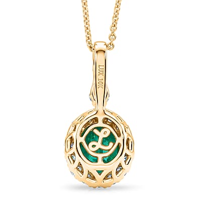 Certified & Appraised Luxoro AAA Kagem Zambian Emerald and Diamond I2 2.35 ctw Pendant Necklace in 10K Yellow Gold 20 Inches