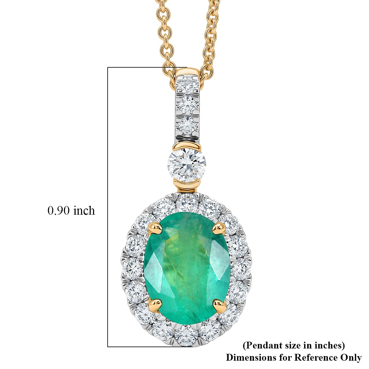 Certified & Appraised Luxoro AAA Kagem Zambian Emerald and Diamond I2 2.35 ctw Pendant Necklace in 10K Yellow Gold 20 Inches