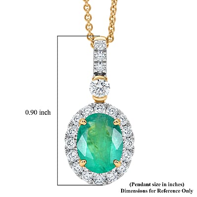 Certified & Appraised Luxoro AAA Kagem Zambian Emerald and Diamond I2 2.35 ctw Pendant Necklace in 10K Yellow Gold 20 Inches