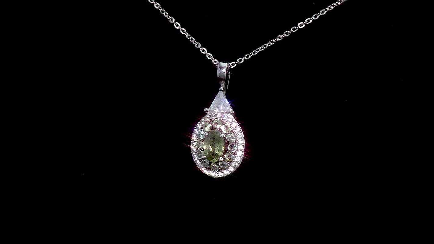 D'Joy Narsipatnam Alexandrite and White Zircon 1.50 ctw Pendant Necklace in Rhodium Over Sterling Silver 20 Inches