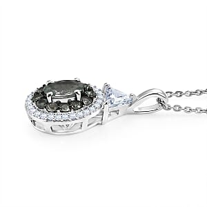 D'Joy Narsipatnam Alexandrite and White Zircon 1.50 ctw Blooming Dew Pendant Necklace in Rhodium Over Sterling Silver 20 Inches