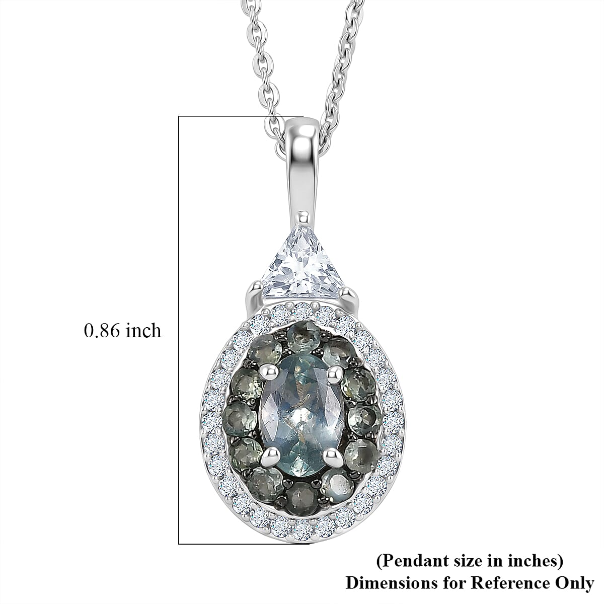 D'Joy Narsipatnam Alexandrite and White Zircon 1.50 ctw Blooming Dew Pendant Necklace in Rhodium Over Sterling Silver 20 Inches image number 6