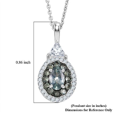 D'Joy Narsipatnam Alexandrite and White Zircon 1.50 ctw Blooming Dew Pendant Necklace in Rhodium Over Sterling Silver 20 Inches