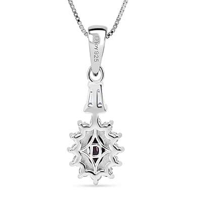 D'Joy Premium Australian Sapphire and Moissanite 0.90 ctw Crown Spark Pendant Necklace in Rhodium Over Sterling Silver 18 Inches