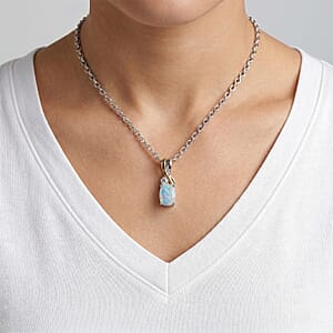 D'Joy Premium Ethiopian Welo Opal and Moissanite 0.90 ctw Nature Glow Pendant Necklace in 14K Yellow Gold Over and Sterling Silver 18 Inches