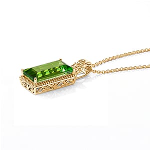EverTrue Chartreuse Quartz (Triplet) 12.50 ctw Pendant in 18K YG Plated with ION Plated YG Stainless Steel Necklace (20 Inches)
