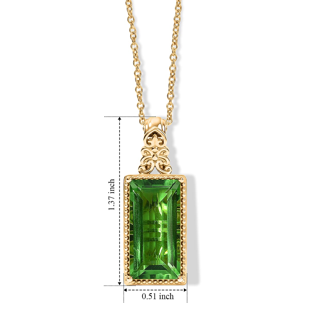 EverTrue Chartreuse Quartz Forest Treasure Pendant in 18K YG Plated with ION Plated YG Stainless Steel Necklace (20 Inches) 12.50 ctw image number 4