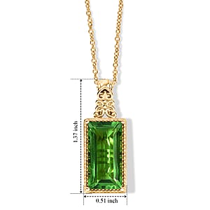 EverTrue Chartreuse Quartz (Triplet) 12.50 ctw Pendant in 18K YG Plated with ION Plated YG Stainless Steel Necklace (20 Inches)