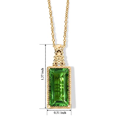 EverTrue Chartreuse Quartz (Triplet) 12.50 ctw Pendant in 18K YG Plated with ION Plated YG Stainless Steel Necklace 20 Inches