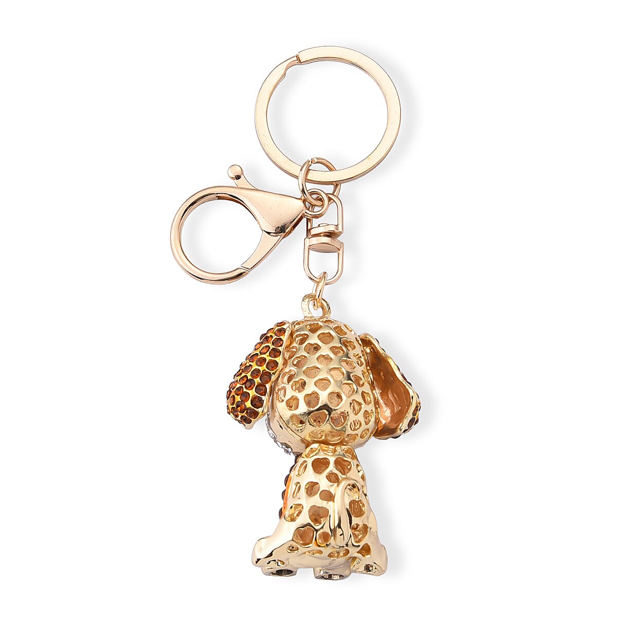 Set of 3 Multi Color Austrian Crystal, Enameled Koala, Panda and Dog Keychain in Goldtone