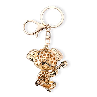 Set of 3 Multi Color Austrian Crystal, Enameled Koala, Panda and Dog Keychain in Goldtone