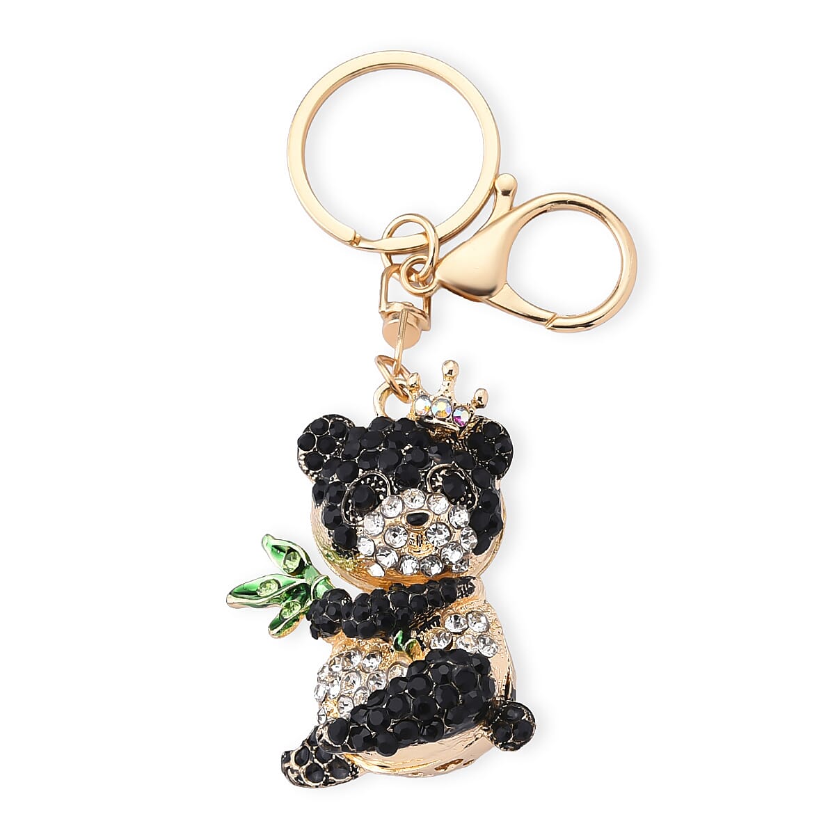 Set of 3 Multi Color Austrian Crystal, Enameled Koala, Panda and Dog Keychain in Goldtone