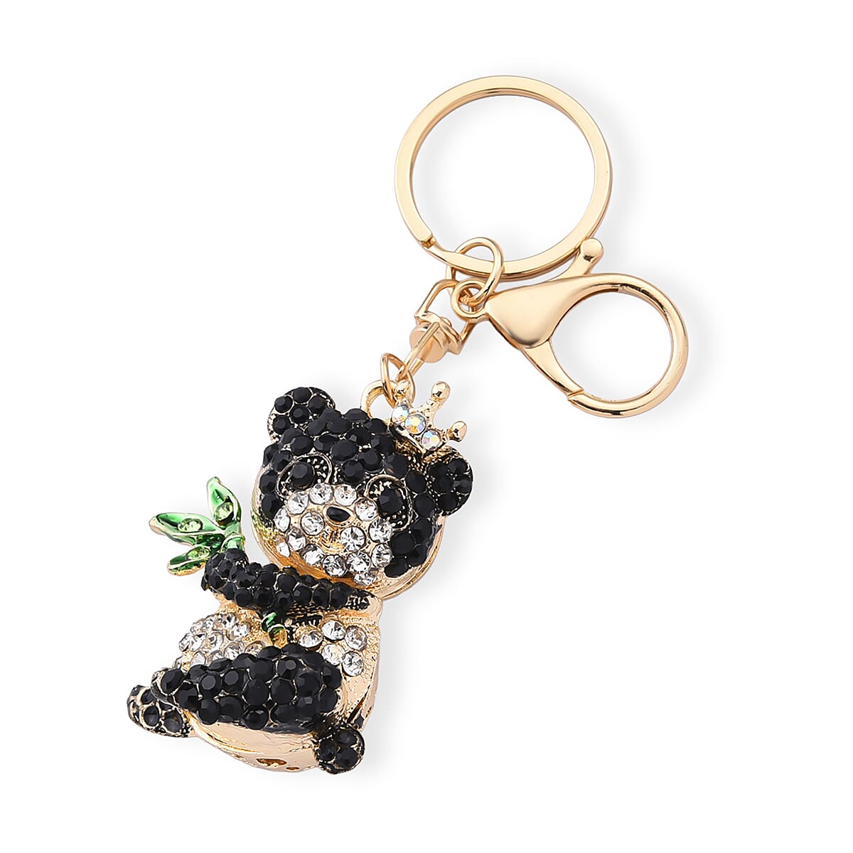 Set of 3 Multi Color Austrian Crystal, Enameled Koala, Panda and Dog Keychain in Goldtone