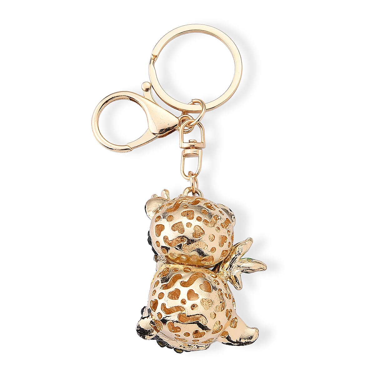 Set of 3 Multi Color Austrian Crystal, Enameled Koala, Panda and Dog Keychain in Goldtone