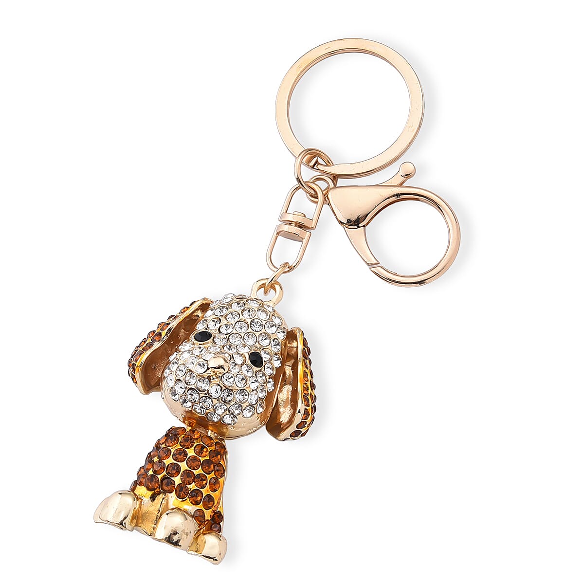 Set of 3 Multi Color Austrian Crystal, Enameled Koala, Panda and Dog Keychain in Goldtone