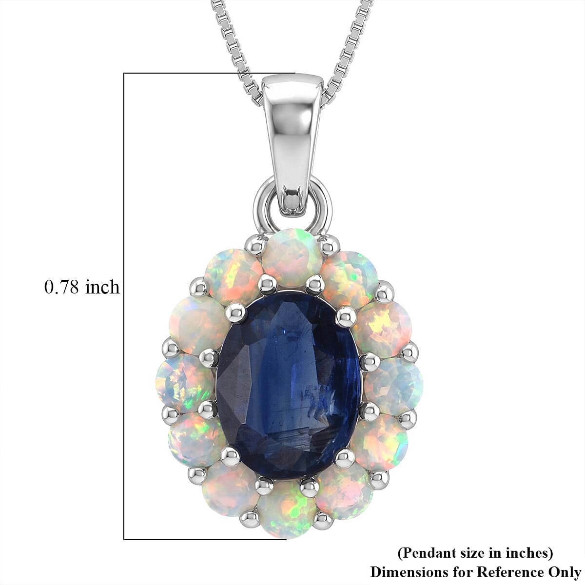D'Joy Premium Kashmir Kyanite and Ethiopian Welo Opal 2.15 ctw Majestic Glow Pendant Necklace in Rhodium Over Sterling Silver 18 Inches image number 5