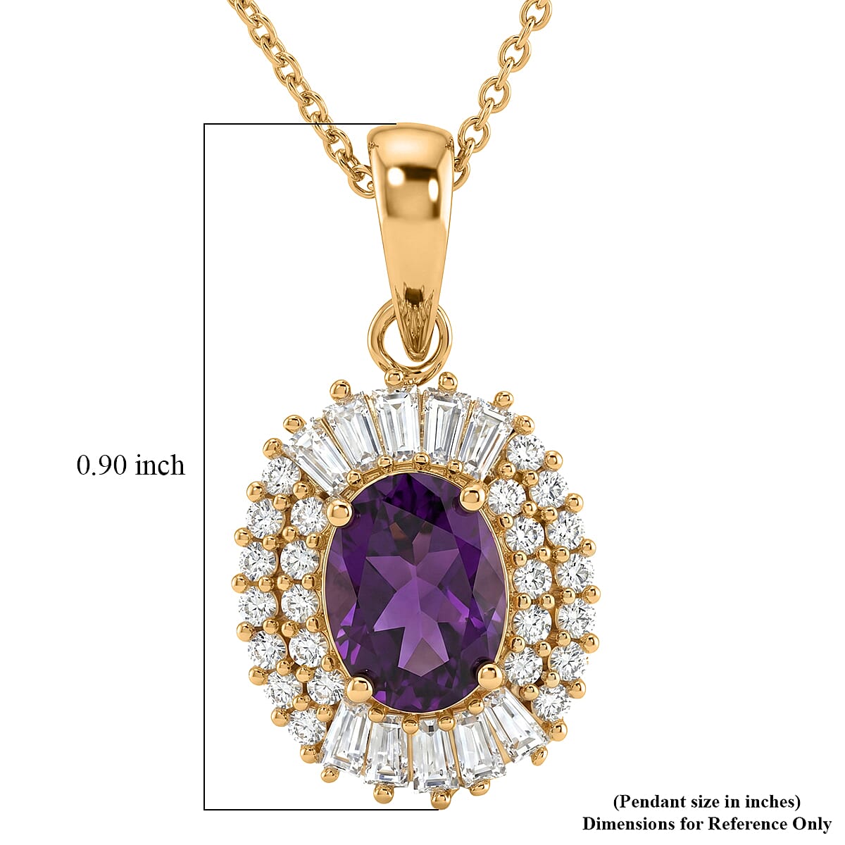 D'Joy AAA Radiant Ember Garnet and Moissanite 2.00 ctw Scarlet Crown Halo Pendant Necklace in 18K Vermeil Yellow Gold Over Sterling Silver (18 Inches)