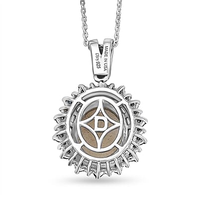 D'Joy Premium Ethiopian Welo Opal and Multi Gemstone 4.15 ctw Royal Sunburst Pendant Necklace in Rhodium Over Sterling Silver 20 Inches