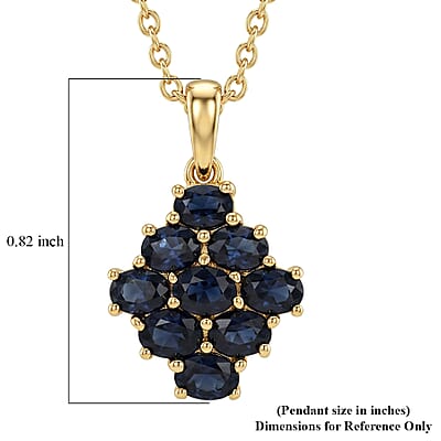 EverTrue Kanchanaburi Blue Sapphire (DF) 1.90 ctw Starlit Harmony Pendant in 18K YG Plated with ION Plated YG Stainless Steel Necklace 20 Inches
