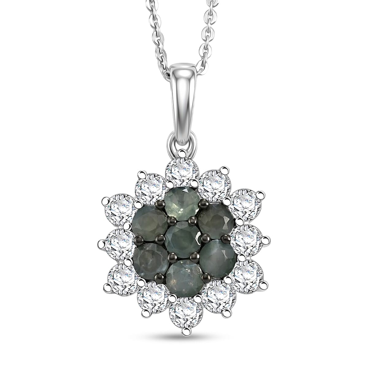 D'Joy Tanzanite and White Zircon Flower Pendant Necklace (20 Inches) in 18K Vermeil YG Over Sterling Silver 0.70 ctw