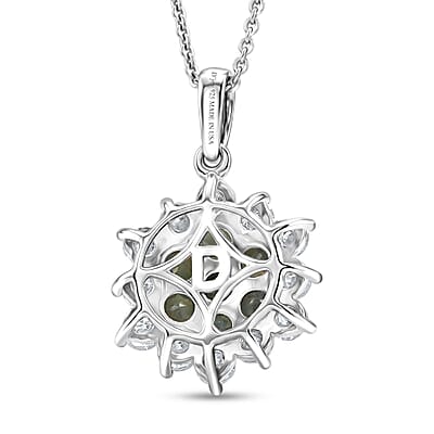 D'Joy Narsipatnam Alexandrite and Moissanite 1.70 ctw Garden Starburst Pendant Necklace in Rhodium Over Sterling Silver 20 Inches