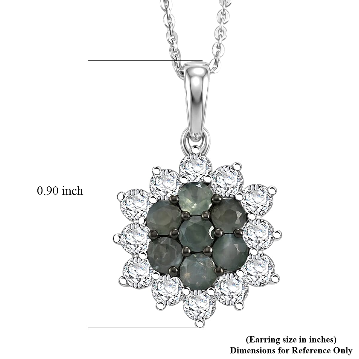 D'Joy Narsipatnam Alexandrite and Moissanite 1.70 ctw Garden Starburst Pendant Necklace in Rhodium Over Sterling Silver 20 Inches