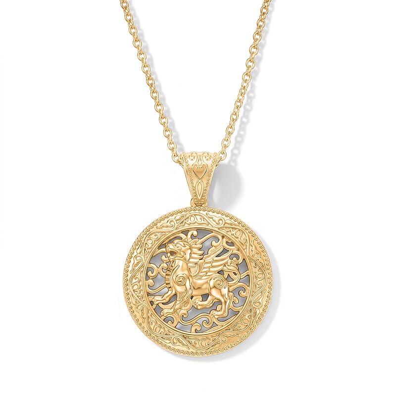 EverTrue Bronzella Collection Pendant in 18K YG Plated Bronze with ION Plated YG Stainless Steel Necklace (20 Inches)