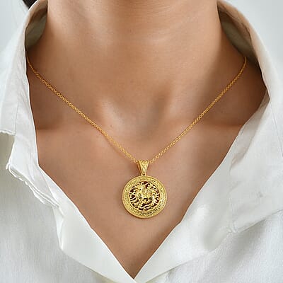 EverTrue Bronzella Collection Pendant in 18K YG Plated Bronze with ION Plated YG Stainless Steel Necklace (20 Inches)