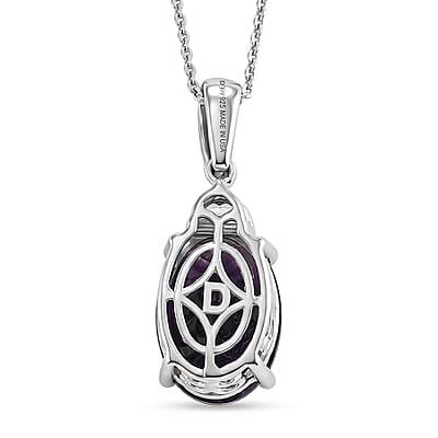 D'Joy AAA Moroccan Amethyst and White Zircon 5.85 ctw Royal Court Pendant Necklace in Rhodium Over Sterling Silver (20 Inches)