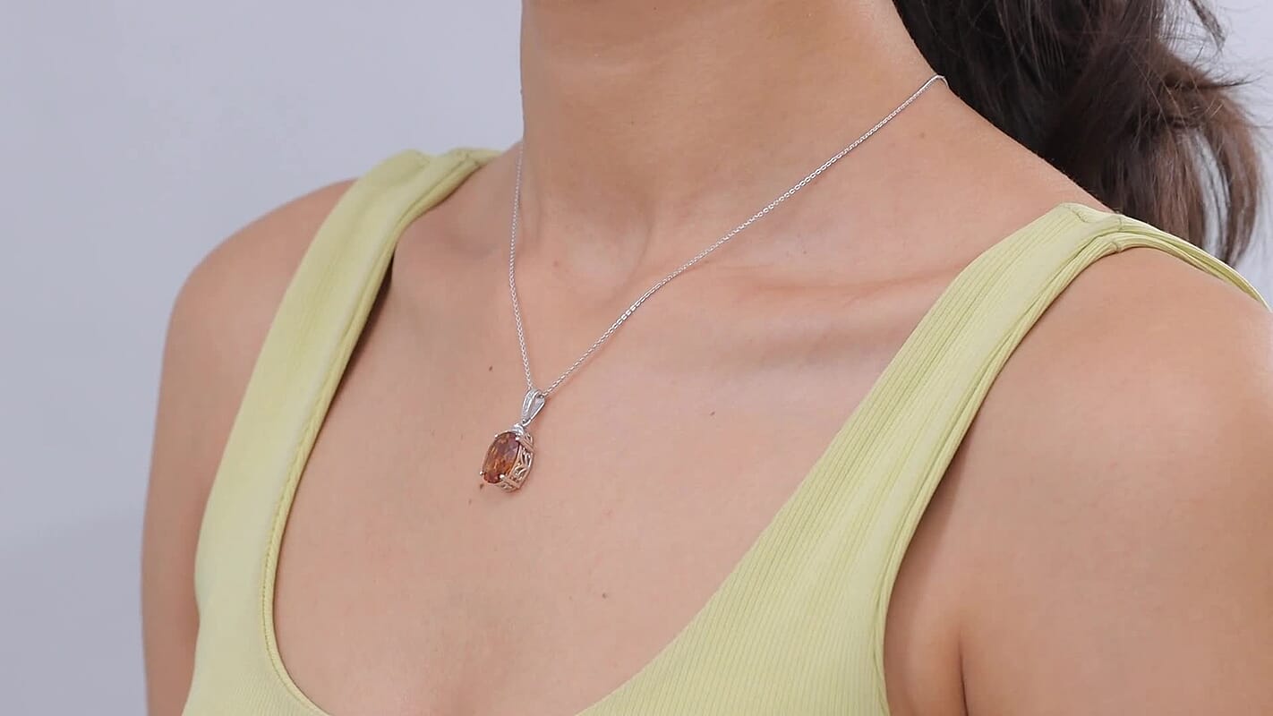 D'Joy AAA Moroccan Amethyst, White Zircon Pendant Necklace (20 Inches) in Rhodium Over Sterling Silver 5.85 ctw