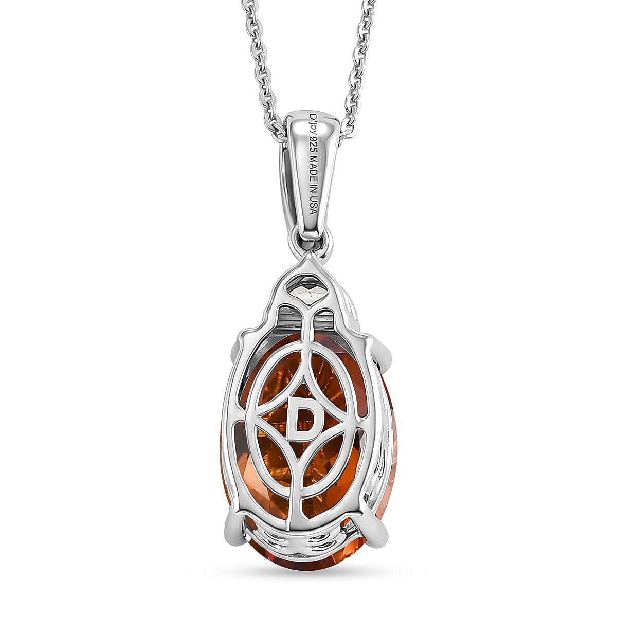 D'Joy Premium Santa Ana Madeira Citrine and White Zircon 5.40 ctw Royal Court Pendant Necklace in Rhodium Over Sterling Silver (20 Inches)