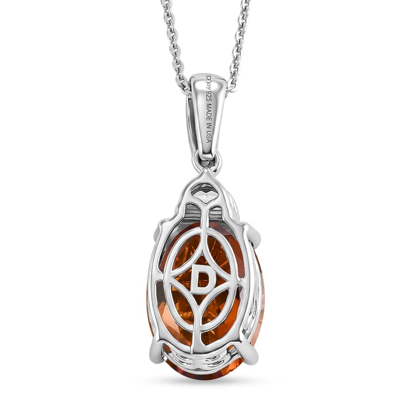 D'Joy Premium Santa Ana Madeira Citrine and White Zircon 5.40 ctw Royal Court Pendant Necklace in Rhodium Over Sterling Silver (20 Inches)