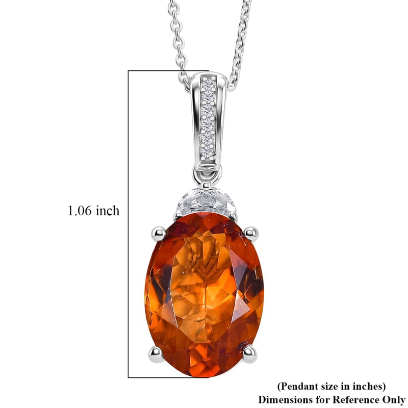 D'Joy Premium Santa Ana Madeira Citrine and White Zircon 5.40 ctw Royal Court Pendant Necklace in Rhodium Over Sterling Silver (20 Inches)