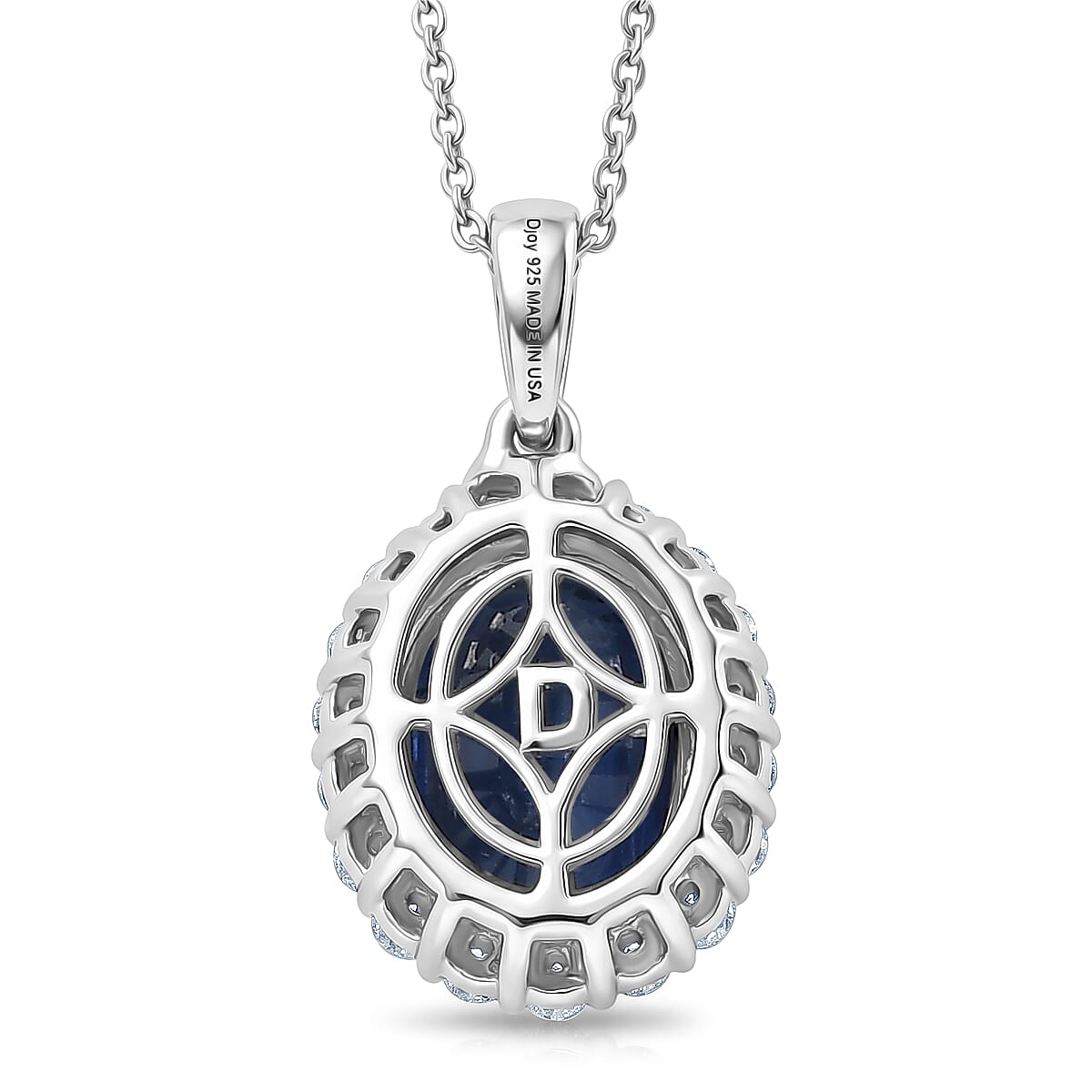 Certified & Appraised D'Joy Premium Kashmir Kyanite and Moissanite 3.80 ctw Pendant Necklace in Rhodium Over Sterling Silver 18 Inches