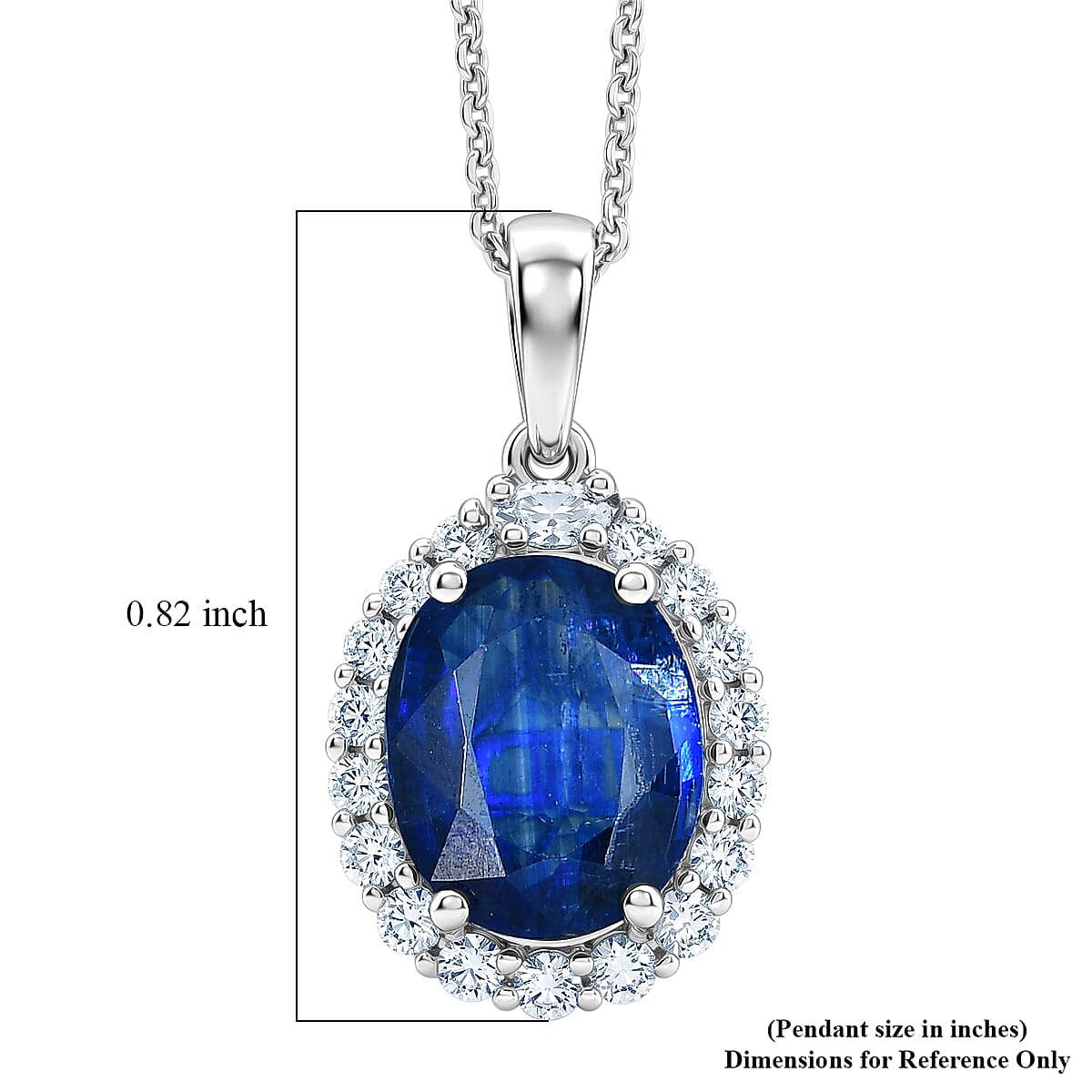 Certified & Appraised D'Joy Premium Kashmir Kyanite and Moissanite 3.80 ctw Pendant Necklace in Rhodium Over Sterling Silver 18 Inches image number 5