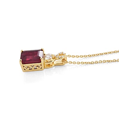 EverTrue Niassa Ruby (FF) and Moissanite 3.00 ctw Pendant Necklace in Stainless Steel 20 Inches