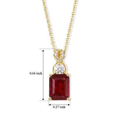 EverTrue Niassa Ruby (FF) and Moissanite 3.00 ctw Pendant Necklace in Stainless Steel 20 Inches
