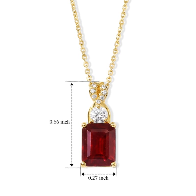 EverTrue Niassa Ruby (FF) and Moissanite 3.00 ctw Scarlet Knot Pendant Necklace in Stainless Steel 20 Inches