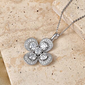 D'Joy Moissanite 2.50 ctw Pendant Necklace in Rhodium Over Sterling Silver 20 Inches