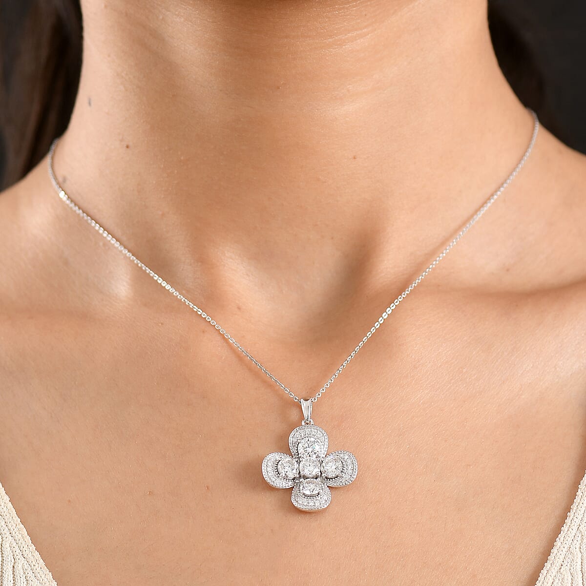 D'Joy Moissanite 2.50 ctw Pendant Necklace in Rhodium Over Sterling Silver 20 Inches image number 2