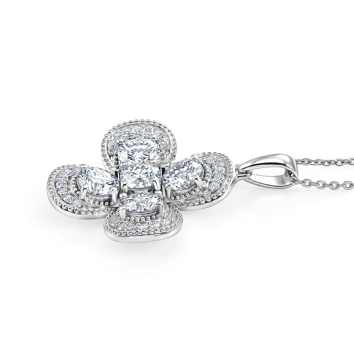 D'Joy Moissanite 2.50 ctw Pendant Necklace in Rhodium Over Sterling Silver 20 Inches image number 3
