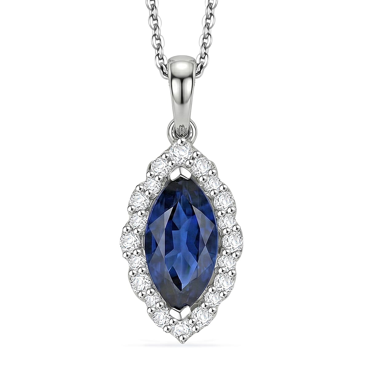 Certified & Appraised D'Joy Premium Kashmir Kyanite and Moissanite 2.80 ctw Pendant Necklace in Rhodium Over Sterling Silver 18 Inches