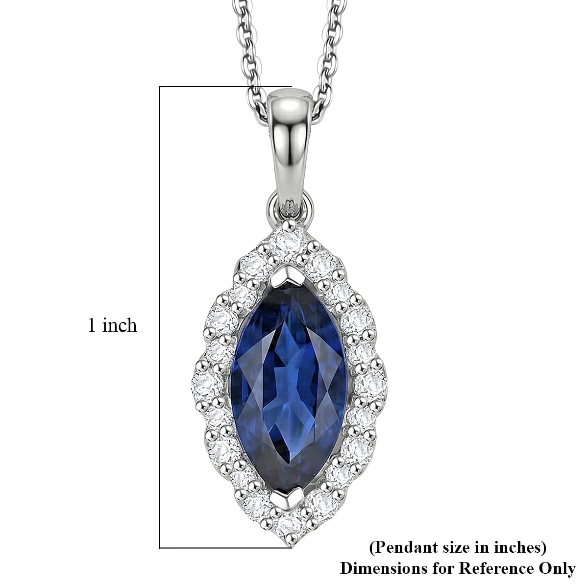 Certified & Appraised D'Joy Premium Kashmir Kyanite and Moissanite 2.80 ctw Pendant Necklace in Rhodium Over Sterling Silver 18 Inches