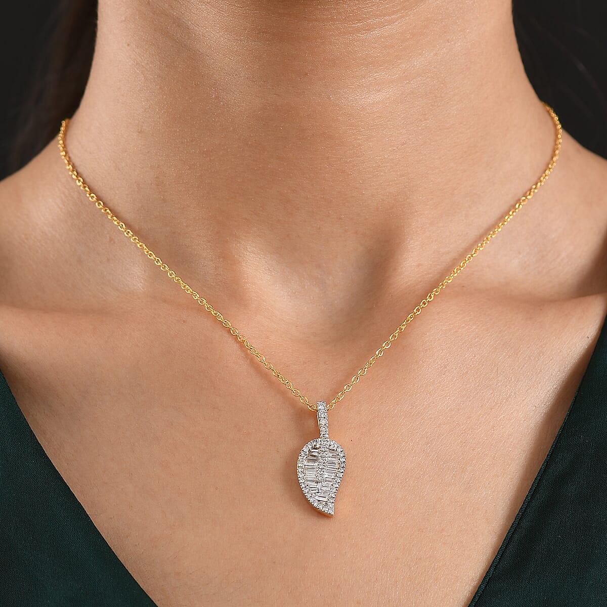 Luxuriant Lab Grown Diamond G-H SI 1.50 ctw Pendant Necklace in 18K Vermeil Yellow Gold Over Sterling Silver (20 Inches) image number 1