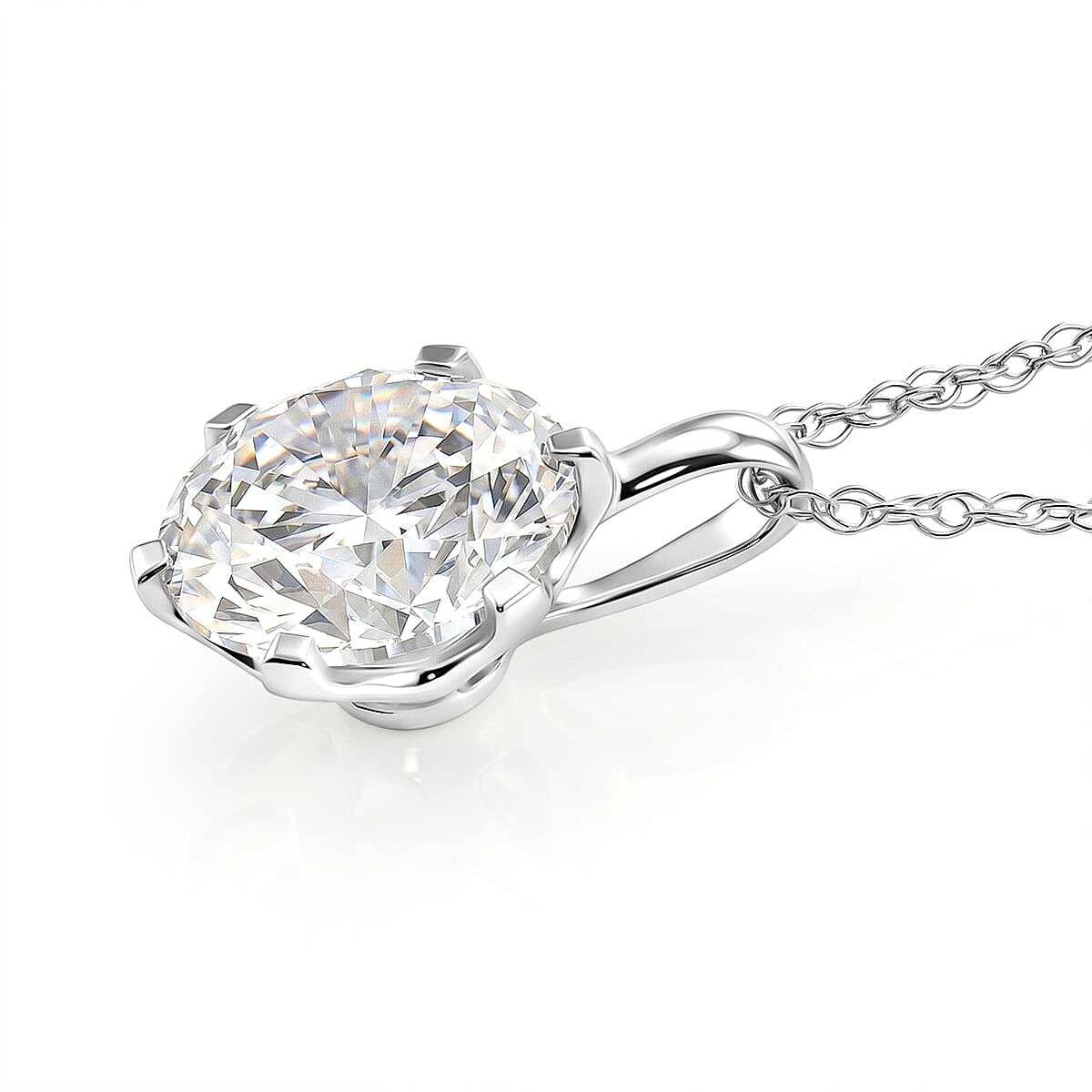 Certified Moissanite D-E VVS1-VVS2 1.30 ctw Timeless Sparkle Pendant Necklace in 10K White Gold 18 Inches image number 3