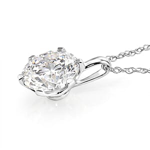 Certified Moissanite D-E VVS1-VVS2 1.30 ctw Timeless Sparkle Pendant Necklace in 10K White Gold 18 Inches