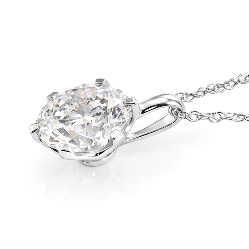 Certified Moissanite D-E VVS1-VVS2 1.30 ctw Timeless Sparkle Pendant Necklace in 10K White Gold 18 Inches