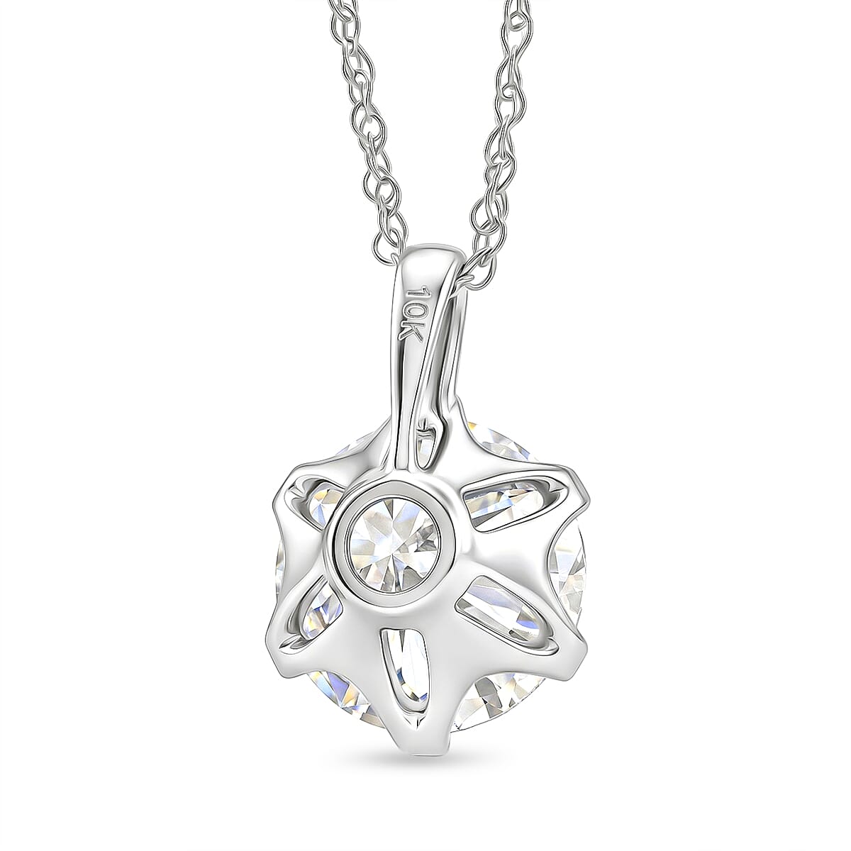 Certified Moissanite D-E VVS1-VVS2 1.30 ctw Timeless Sparkle Pendant Necklace in 10K White Gold 18 Inches image number 4